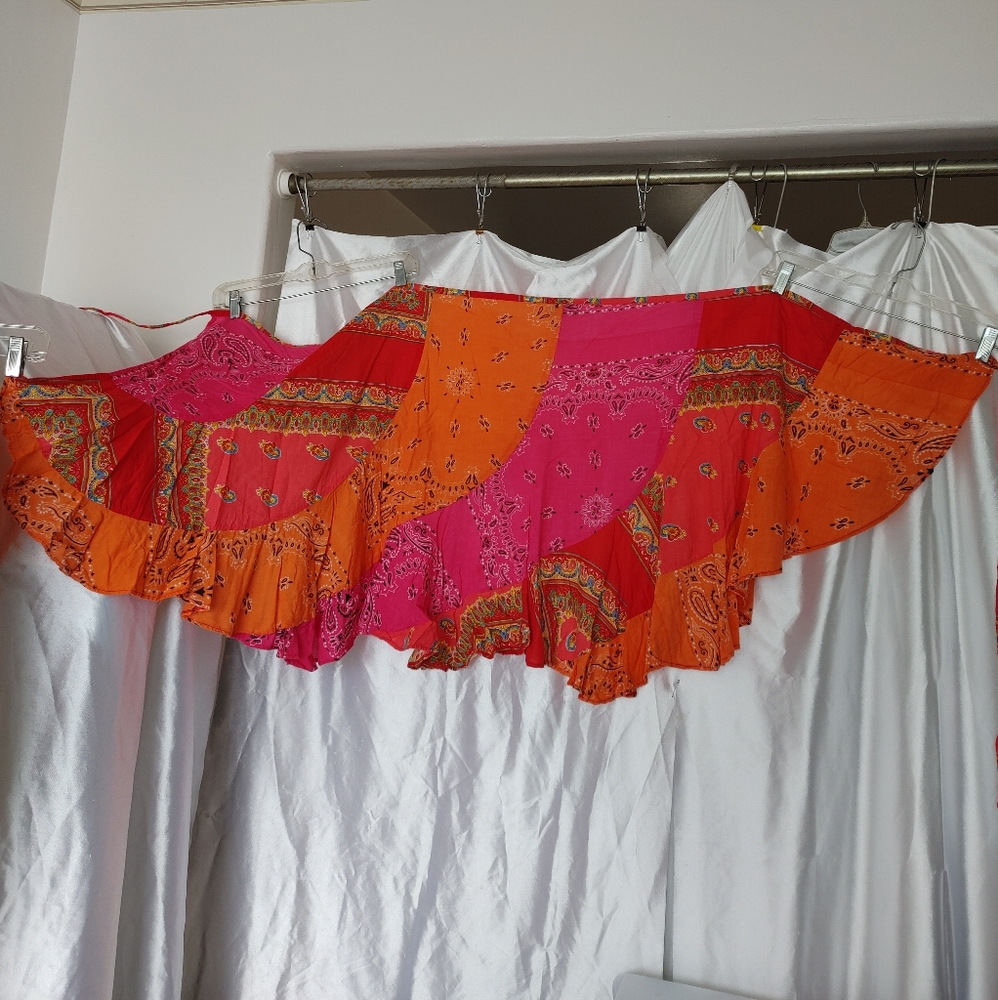 Andrea Sarando patchwork Paisley bandana handkerchief wraparound skirt S/M - Picture 3 of 6